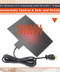 Automotive Silicone Battery Heating Pad With Thermostatic Shutoff 60 Watt 120 Volt, black pad with cord for battery warmth.