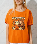 Woman wearing orange shirt with 6 Pack Cute Babys Monkey DTF Transfers Pack For T Shirts And DIY Clothing Ready To Press Heat Transfer Stickers