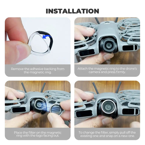 Installation guide for 3 Pack Magnetic ND Filters For DJI Neo 2 Drone Includes ND8 ND16 ND32 For Smooth Motion And Precise Exposure