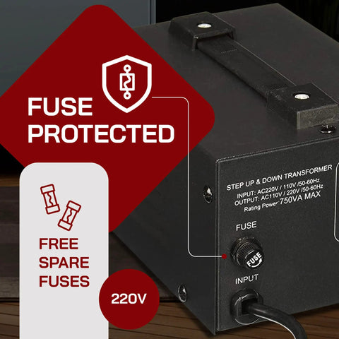 750 Watt Voltage Converter Transformer Step Up And Down Power Converter 110V To 220V And 220V To 110V With Fully Grounded Cord And Universal Socket Travel Ready CE Certified Five Year Warranty Toroidal Transformer