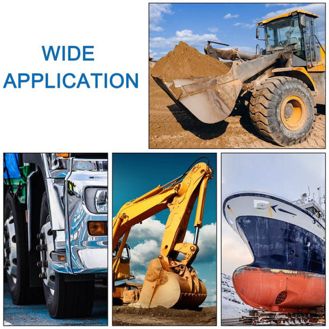 Collage of heavy machinery and vehicles showcasing wide application of products
