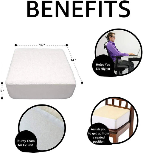 Low Rise Lift Seat Cushion With Extra Thick Firm Foam And A Cozy Sherpa Cream Cover, Elevates Your Sit For Home Office Patio And Car Seats