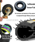 Tough As Nails Smooth Rolling Heavy Duty Pneumatic Rubber Casters 4 Pack 8 To 10 Inch wheels and inner tube with inflation adjustment.