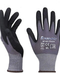 Spandex Liner Nitrile Coated Work Gloves NP1001 12 Pair Large Pack with Micro Foam Grips, showing front and back view