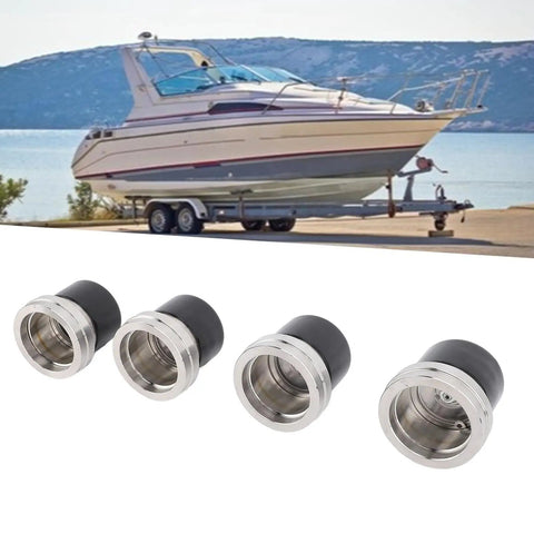 4 Piece Boat Trailer Wheel Bearing Protector Set With Stainless Steel Hub Grease Caps And Protective Bra Dual 2.441 Inch Design