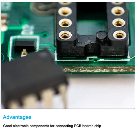 4 Pack DIP IC Socket Adapter With Round Pins 18 Pin 2.54mm Pitch Double Row IC Socket on PCB board, black.