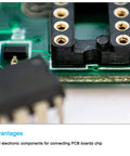 Close-up of 12 Pack DIP IC Socket Adapters, 32 Pin, 2.54mm Pitch, showing connectors on a PCB board for prototyping.