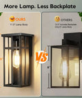 Kick It Up A Notch On The Patio With Modern Cross Frame Outdoor Wall Light Fixtures Boasting Matte Black Frames And Clear Glass Porch Lanterns For Straight Up Stellar Exterior Vibes, comparing sizes.