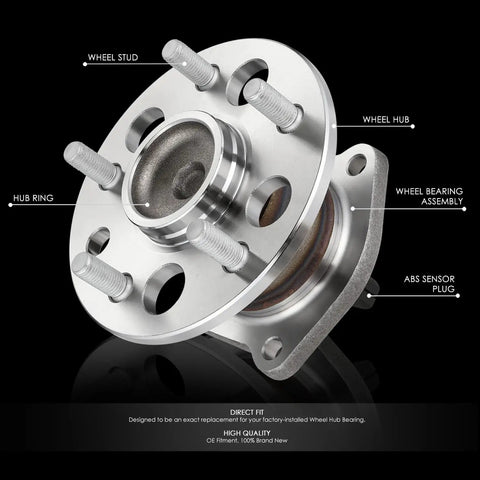 Rear Wheel Bearing Hub Assembly With ABS Sensor Plug For Toyota Sienna 1998 Through 2003, close-up of bare steel parts