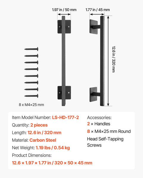 Rustic Barn Door Handle 12.6 Inch Built Tough for All Weather Gates Heavy Duty Carbon Steel Pull With Rust Resistant Coating