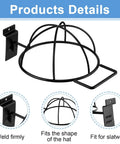 Six Pack Slat Wall Hat Display Racks Wire Headwear Organizer For Baseball Caps Beanies Wigs Metal Slatwall Accessories Ideal For Home Retail Store And Warehouse Black shown in close-up detailing fit and weld points