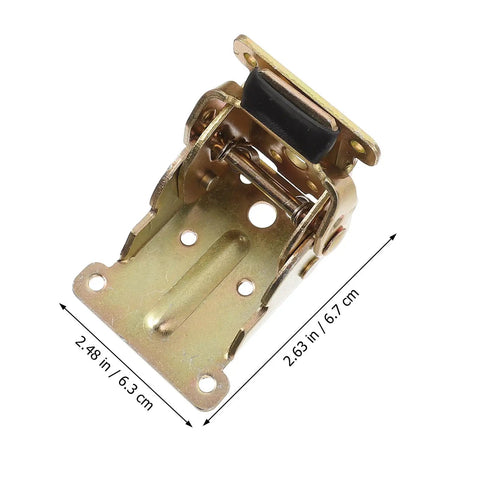 Lockable Folding Table Leg Hinges In SPCC Steel, 4 Pack, close-up of gold-finish hinge showing measurements and details