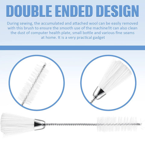 Double-headed lint brush from All In One Sewing Machine Cleaning Kit With Tweezers Double Headed Lint Brush And Four Mini Screwdrivers Flathead And Phillips For Quick Repairs Super Handy Home Sewing Tool Maintenance And On The Go DIY Fixes