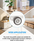 1.25 Inch Side Mount Caster Wheels Set Of 2 Low Profile Mini Casters with Silent Rolling for Furniture and Storage