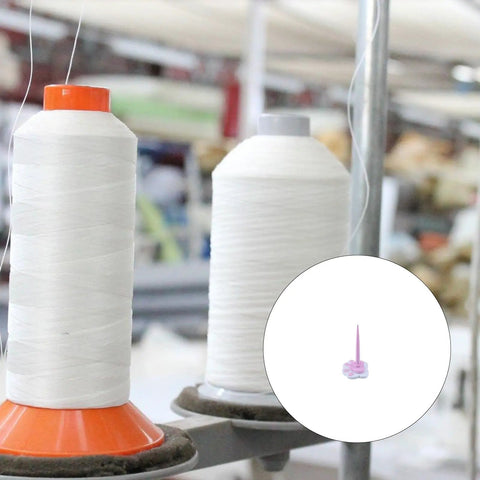 Desk Yarn Stand With Swivel Wheels And Textured Non Slip Base holding spools for weaving and knitting projects, close-up view