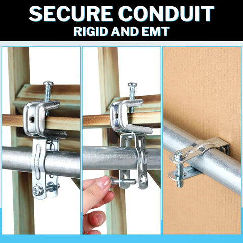25 Pack EMT Conduit Hangers Kit With Bolts, Insulated Supports Or Threaded Rods, Galvanized Metal Clamps for 1/2 Inch Pipe Mounting