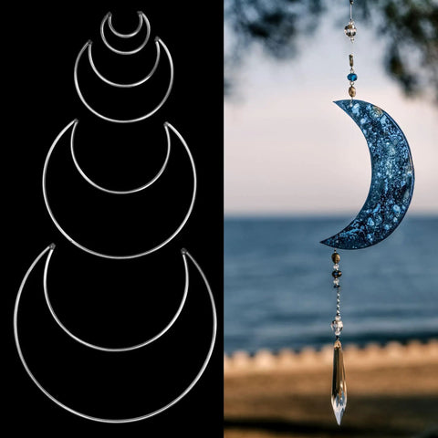 8 Pcs Metal Moon Frame Hoops In Four Sizes For Dream Catchers Crescent Wreaths And Macrame Craft Projects Durable Wire Rings