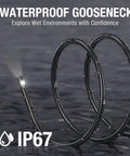 Dual Lens Borescope Inspection Camera With 1080P Waterproof Flexible Cable demonstrating IP67 waterproof feature underwater.