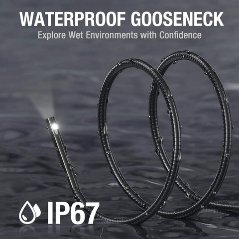 Dual Lens Borescope Inspection Camera With 1080P Waterproof Flexible Cable demonstrating IP67 waterproof feature underwater.
