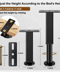 Adjustable metal bed support legs from 7.3 to 11 inches, designed for stable mattress base elevation. Kick Your Saggy Bed Back To Life With Adjustable Metal Bed Support Legs And Heavy Duty Risers Six Piece Kit Reinforces Weak Slat Frames Lifts Mattress Base Seven Point Three To Eleven Inches For Steady Sleep.