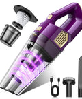 Cordless Handheld Vacuum With 15000Pa Suction, rechargeable, lightweight design, multi nozzles, washable filters, purple color