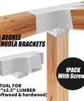 15 Degree Pergola Bracket Kit 4x4 Four Way Right Angle Corner Bracket For Wood Beams With Screws White Powder Coat Steel