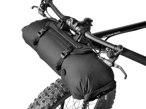 Front Loader 8L Waterproof Handlebar Bike Bag for Bikepacking With Removable Dry Bag Quick Release Mounts Air Release Valve on bike