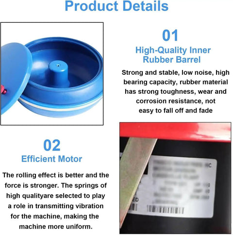 Electric Vibratory Tumbler For Metal Polishing With Three Liter Capacity showing high-quality inner rubber barrel and efficient motor