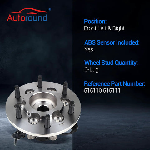 Front Wheel Bearing And Hub Assembly 6 Lug With ABS For Chevy Colorado 2004-2008 4WD shown with specifications