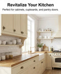 Kitchen with installed 12 Pack Brass Cabinet Knobs With Backplates Antique Vintage Retro Style, showcasing zinc alloy base handles.