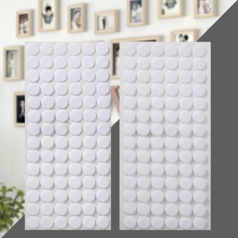 JUMINIZ white 0.59-inch self-adhesive circular hook-and-loop fastener dots on two sheets; 1000 pieces (500 pairs) total