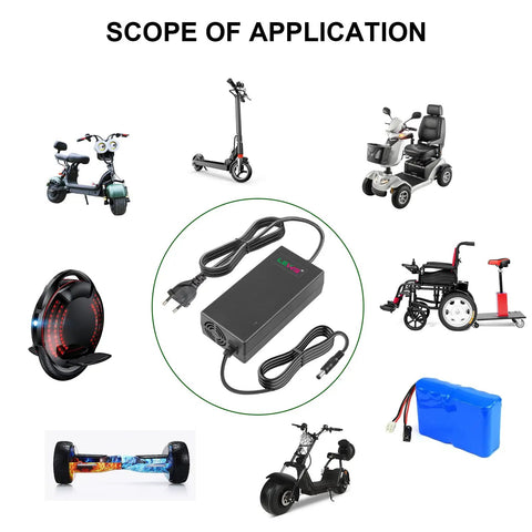 54.6V 2A Lithium Battery Charger For Gotrax Scooters 48V To 54.6V With 5.5X2.1MM Round Connector 100 To 240V AC Input 54.6V Max Output Safe Universal Power Adapter For GXL V2 G2 G3 G4 Apex Glider XR Elite XR Ultra
