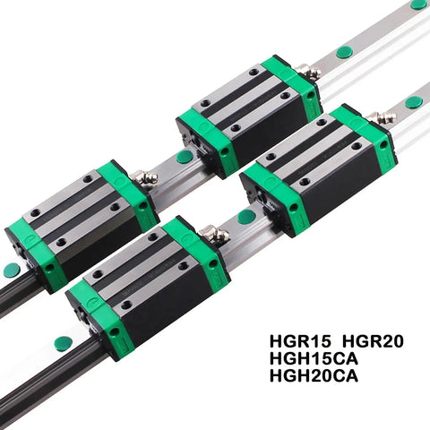 Pro Grade CNC Linear Rail Kit With Two Rails And Four Carriage Blocks For HGH15CA And HGH20CA, Custom Length Up To 1000mm, Aluminum Alloy