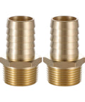 Solid Brass Hose Barb Fitting 1 Inch To 1 Inch NPT Male Adapter For Air Water Fuel And Home Brew Plumbing, Pack Of 2