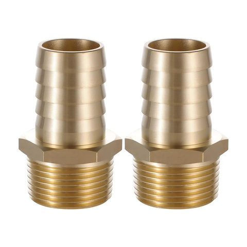 Solid Brass Hose Barb Fitting 1 Inch To 1 Inch NPT Male Adapter For Air Water Fuel And Home Brew Plumbing, Pack Of 2