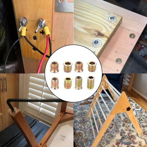 60 Pcs 5/16-18 Threaded Wood Inserts For Furniture And Cabinets, applications on furniture, easy install, DIY projects