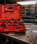 Pro Grade 7 Piece Pipe Threading Kit With Tap And Die Set Including 3/8, 1/2, 3/4, 1, 1-1/4, 1-1/2 And 2 Inch Dies in red case