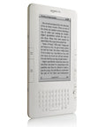 Sleek White Second Gen Ereader features a sharp six inch screen displaying text, designed for easy reading anywhere.