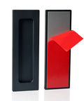 6 Inch Finger Flush Pulls For Closet Pocket And Sliding Barn Door Handle Set With Rectangular Plate Recessed Pull Matte Black Finish 3M Adhesive Included 2 Pack