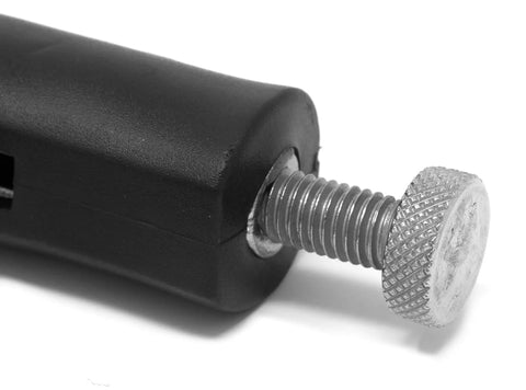Close-up of screw and handle on 3 Inch Face Clamp For Woodworking And Pocket Hole Joinery With Quick Release Ergonomic Soft Grip Handles