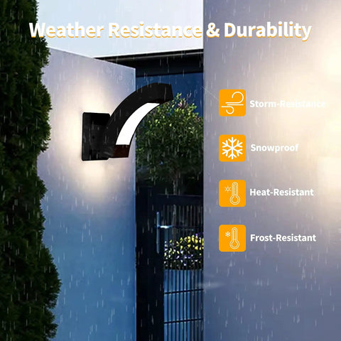 Outdoor LED Wall Light Sconce Black Aluminum, Modern Porch Lamp for Front Door, Garden, IP54 Weatherproof, rain tested