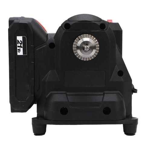 Aramox Cordless Mini Bench Grinder Polisher With 100W Motor showing motor section and battery, suitable for detailed metal and stone work.
