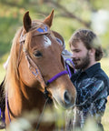 Fuchsia Bitless Bosal Attachment For Your Headstall Horse Tack Quick And Easy Way To Try Bitless Riding shown on a chestnut horse