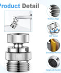 Brass Faucet To Hose Adapter With Aerator And Swivel Three Quarter Inch Female To Three Quarter Inch Male Hose Thread Garden Hose Connector, details