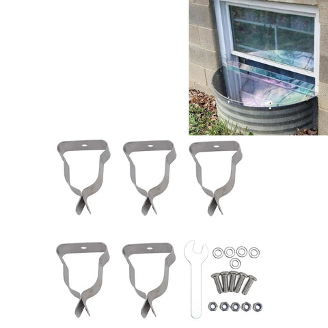 Heavy Duty Window Well Cover Clamp Kit With Cold Rolled Steel And Zinc Plated Finish, Heavy Duty Spring Clips For Secure Safe Installation, Perfect For Long Term Outdoor Use No Rust Or Corrosion Issues, 5 clamps