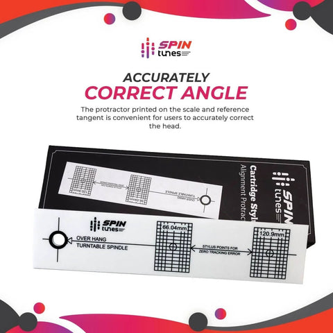 Turntable Phono Cartridge Alignment Protractor Tool With High Visibility Markings for Precise Stylus Alignment and Accurate Tracking