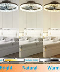 19.7 Inch Ceiling Fan With Lights Dimmable LED 6 Speeds Reversible Blades Remote And App Control Timing Semi Flush Mount