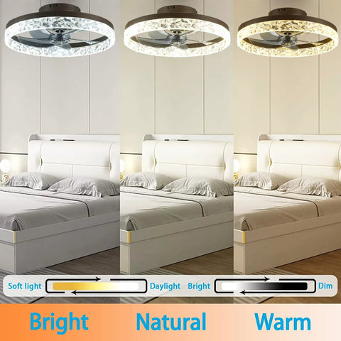 19.7 Inch Ceiling Fan With Lights Dimmable LED 6 Speeds Reversible Blades Remote And App Control Timing Semi Flush Mount