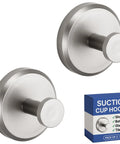 2-Pack Suction Cup Hooks For Shower And Bathroom No Drilling Towel Holder For Towels Robes And Coats On Tiles Glass Doors Or Mirrors Easy Twist Lock Install Nickel Finish