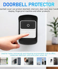 Finger pressing doorbell with Waterproof Doorbell Cover Rain Guard for access control, home, office use